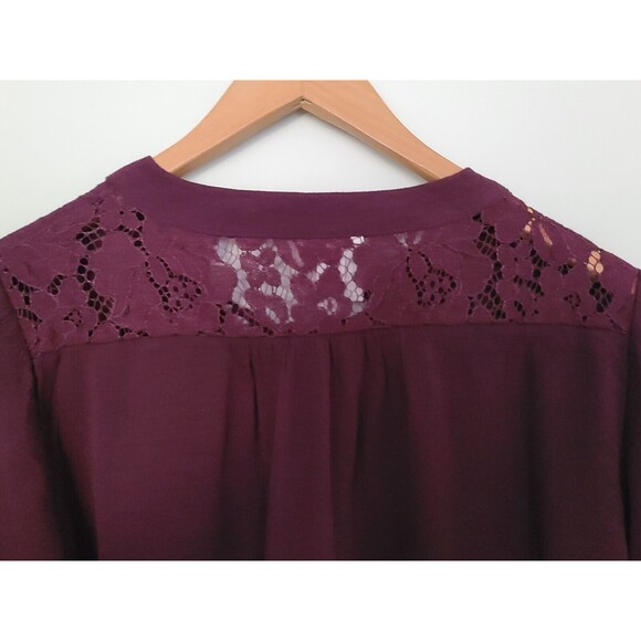 NWT Knox Rose Womens Boho Bell Sleeve Blouse Tunic Top Burgundy Red Lace Size S - Picture 4 of 10